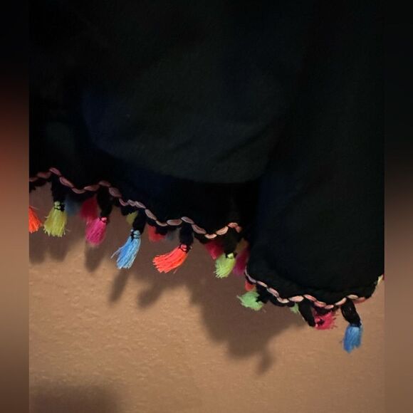 Charming Charlie black off the shoulder top with colorful tassels - Picture 4 of 9